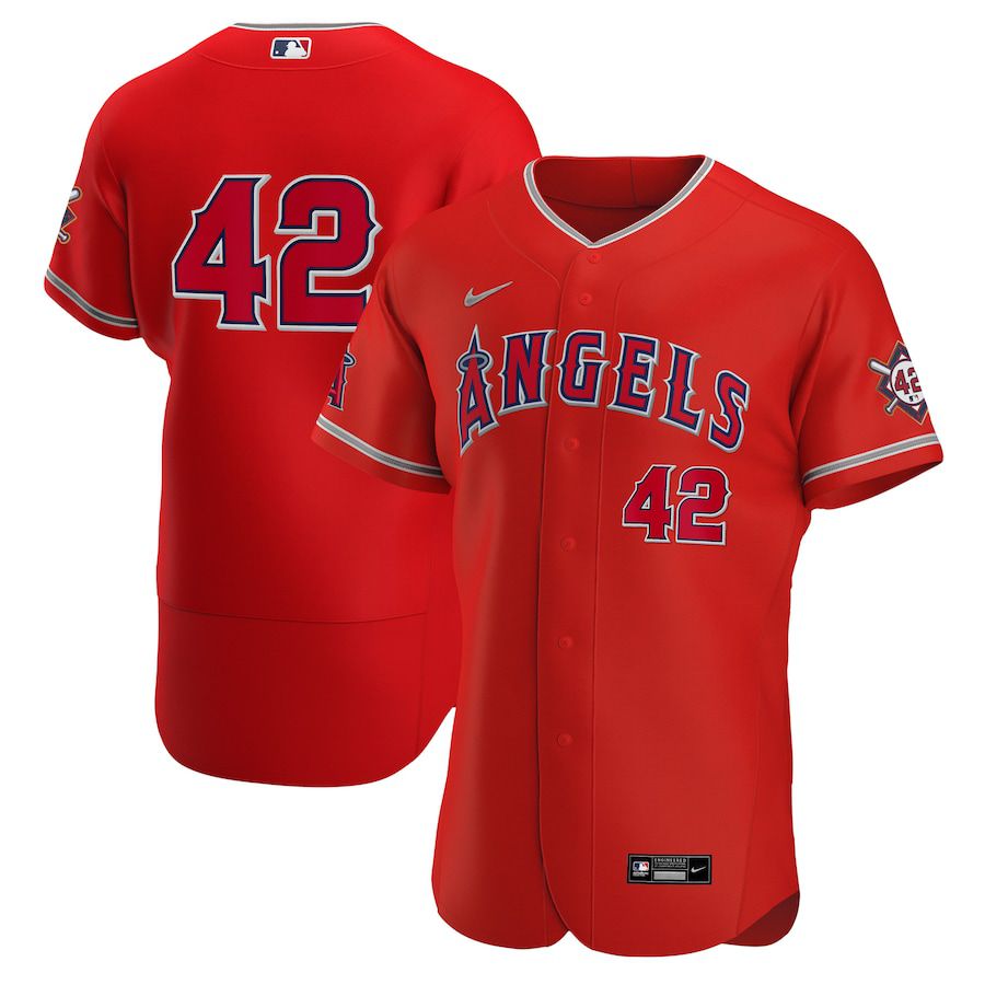 Mens Los Angeles Angels #42 Nike Red Alternate Jackie Robinson Day Authentic MLB Jerseys